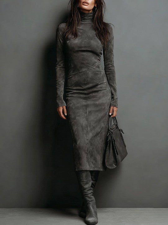 Isaure | Robe mi-longue en daim