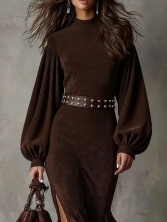 Juliette | Robe mi-longue vintage à manches lanternes