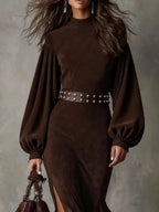 Juliette | Robe mi-longue vintage à manches lanternes