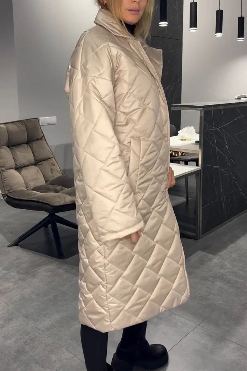 Olive™ | Manteau matelassé mi-long réversible avec doublure léopard