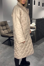 Olive™ | Manteau matelassé mi-long réversible avec doublure léopard