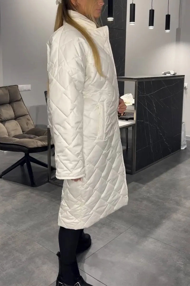 Olive™ | Manteau matelassé mi-long réversible avec doublure léopard