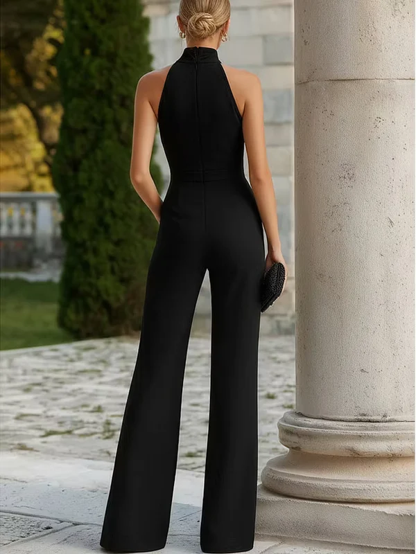 Ines | Jumpsuit de cuello alto y cinturón dorado