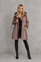 Mabelle | Veste à capuche élégante imperméable avec détails à carreaux