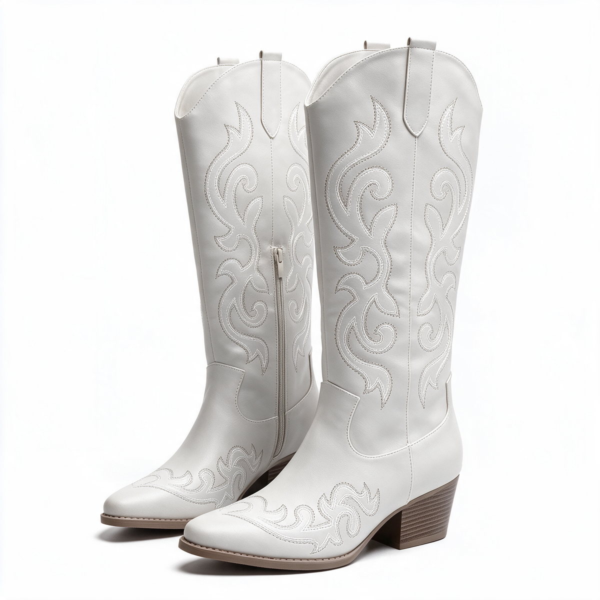 Colette | Bottes hautes à broderie western et bout pointu