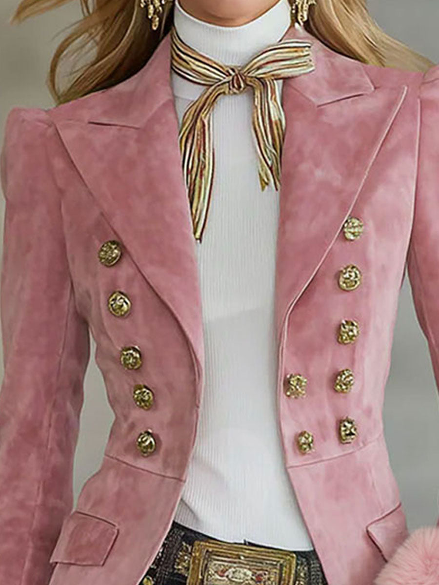 Garance | Blazer à revers en faux daim et fausse fourrure, multi-boutons