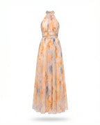 Isabel │Vestido Halter Melocotón