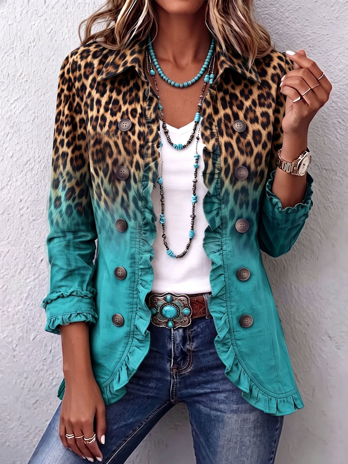 Cassandre | Blazer léopard dégradé à volants