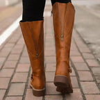 Roxane | Bottes d’équitation hautes à sangle à boucle et zip latéral