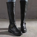 Roxane | Bottes d’équitation hautes à sangle à boucle et zip latéral