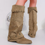 Fanny | Bottes slouchy à revers, clous étoiles et sangle à boucle cloutée
