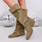 Fanny | Bottes slouchy à revers, clous étoiles et sangle à boucle cloutée