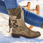 Renée | Bottes mi-mollet à revers en maille et lacets au dos
