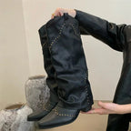 Séverine | Bottes hautes à revers superposé et petits clous