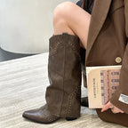 Séverine | Bottes hautes à revers superposé et petits clous