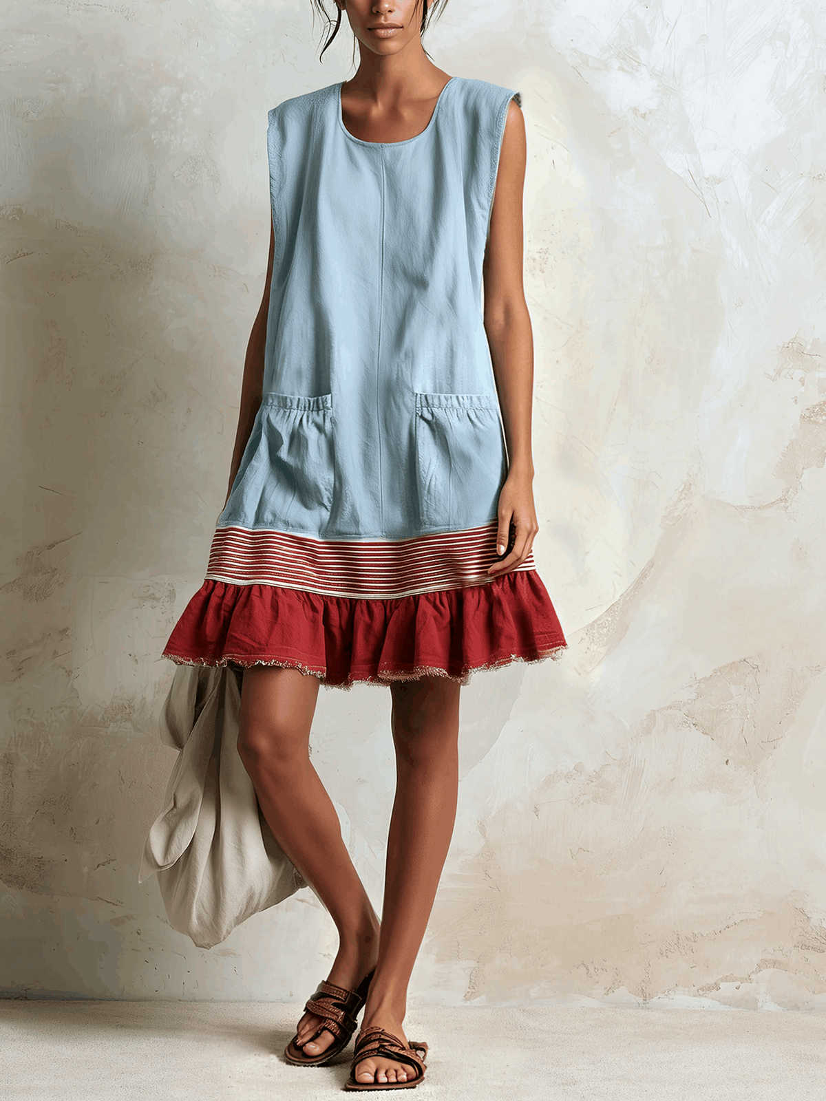Azahara | Vestido Boho con Detalle de Rayas y Volante