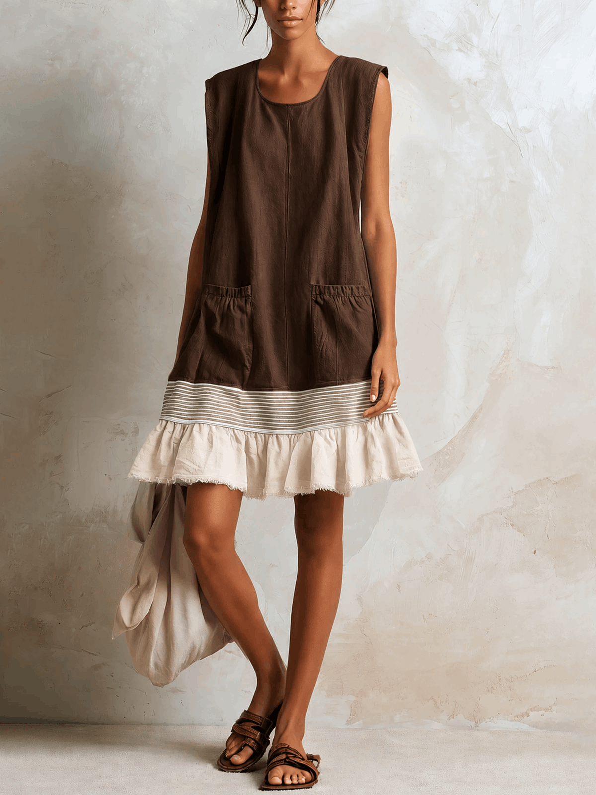 Azahara | Vestido Boho con Detalle de Rayas y Volante