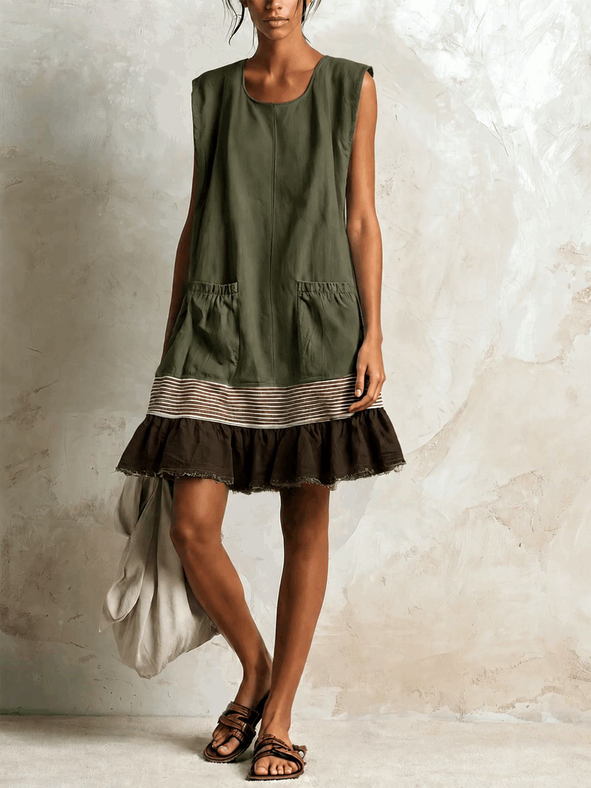 Azahara | Vestido Boho con Detalle de Rayas y Volante