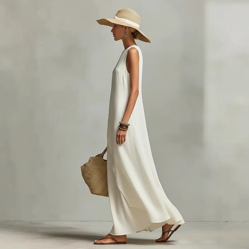 Yolanda | Vestido maxi cruzado sin mangas