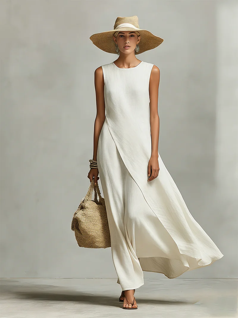Yolanda | Vestido maxi cruzado sin mangas