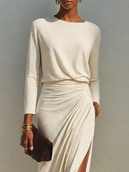Violeta | Vestido midi drapeado con abertura
