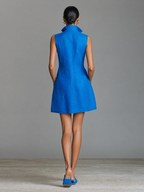 Isabela | Vestido Azul Cuello Alto con Cremallera
