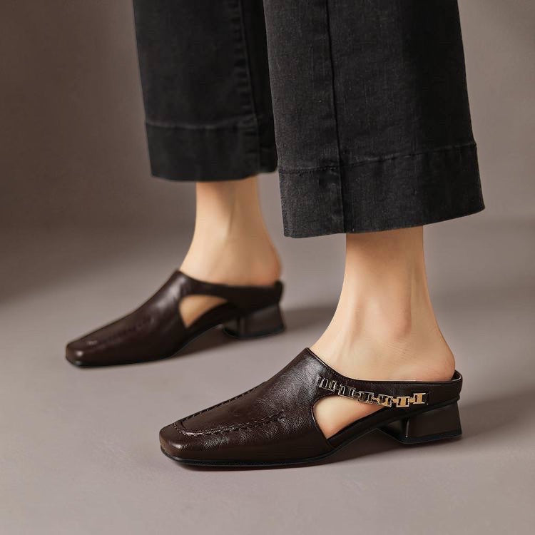 Jacinthe | Mules en cuir véritable