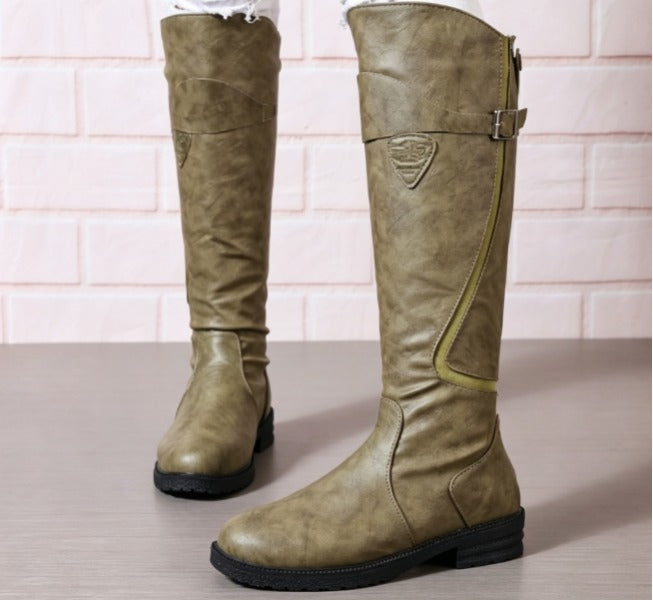 Valentine | Bottes d’équitation hautes à sangle à boucle et zip dorsal