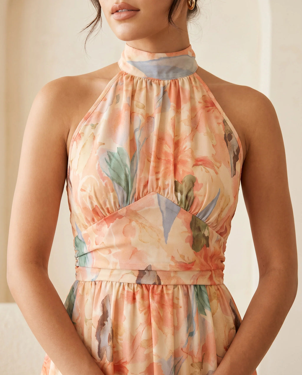 Isabel │Vestido Halter Melocotón